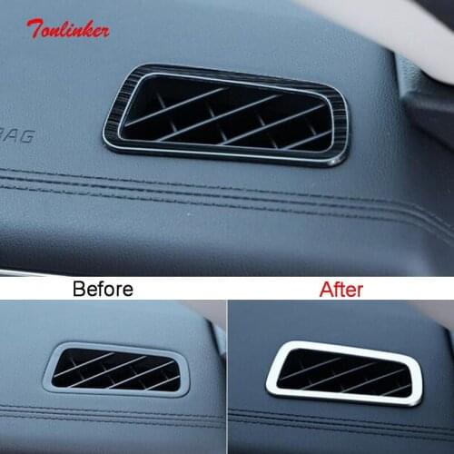 Tonlinker Interior Car Small Outlet Cover Sticker For KIA K5 OPTIMA 2020-21 Car Styling 2 PCS Stainless steel Cover Stickers