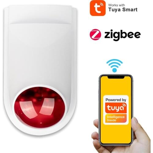 Tuya Zigbee Smart Light Flash Siren Alarm Alert 110DB Wireless Burglar For GSM Home Security Alarm Sound System Strobe Horn