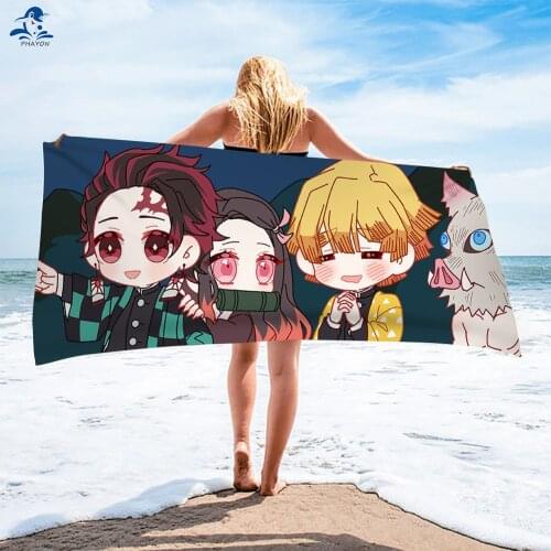 PHAYON Japan Anime Cartoon Character Beach Towel Soft Bath Towel Absorb Towels Multi Purpose for Bathroom Hotel Gym and Spa
