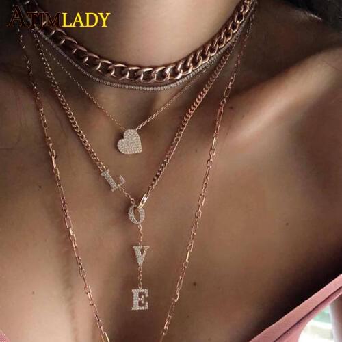 Love Y lariat Geometric Pendant Necklaces Bohemian Female Layers Necklace gold chain choker luxury women chain necklaces