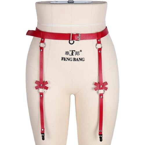 Punk Black Leather Women Gothic Harajuku Harness Leg Body Waist Strap Dress Bondage Slim Waistband Sword Belt Sexy Lingerie