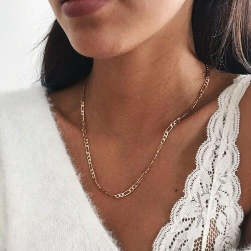 Simple Vintage Style Naked Thick Chain Necklace for Women Ladies Long Geometric Clavicle Necklace Jewelry Kolye YN1486
