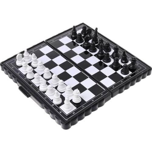1set Mini Portable Chess Folding Magnetic Plastic Chessboard Board Game Kid Toy