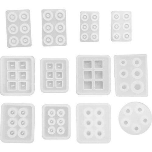 12Pcs All Sizes Round Square Roundle Beads Resin Molds Gemstone Jewelry Making Crystal Mold Soap Making Drop shipping