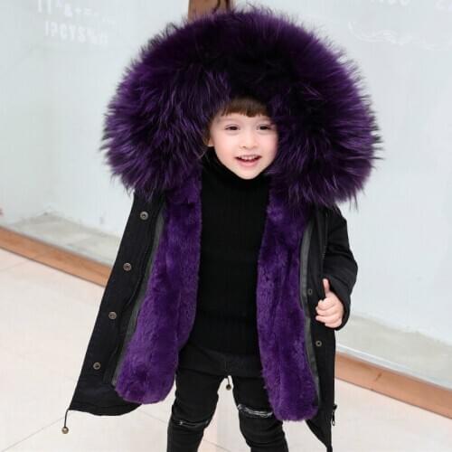 2020 Winter Coat for Kids Warm Clothes Faux Fur Jacket Toddler Girl Winter Clothes Boys Coat Color Black Hooded Kids Jackets W91