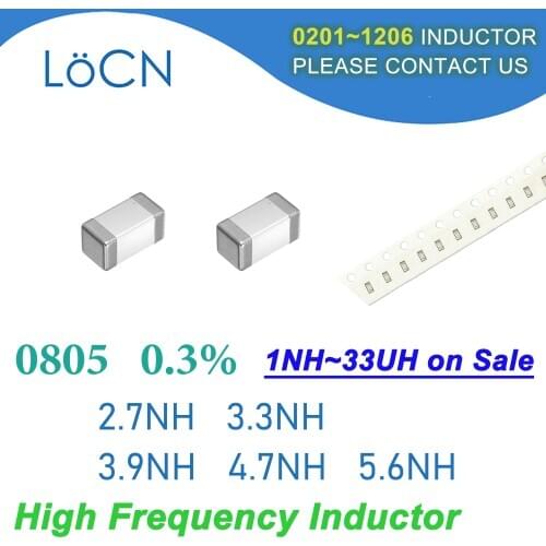 4000Pcs 0805 2012 0.3% SMD Chip Inductor 2.7NH 3.3NH 3.9NH 4.7NH 5.6NH Multilayer Ferrite Inductors High Frequency NH Value B