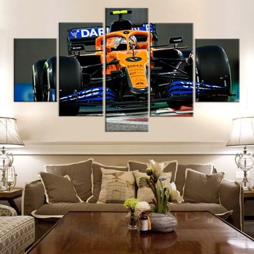 5 Pieces McLaren mcl35 Lando Norris f1 Car Canvas Frame Art Living Room Home Decor Artwork Wall Picture Print Painting Poster