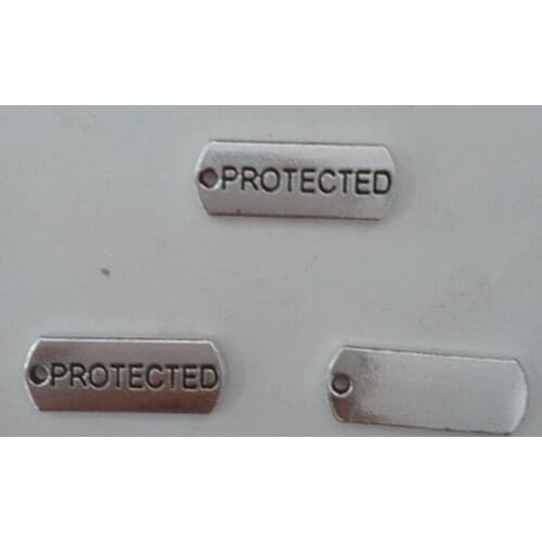 50pcs 8*21mm PROTECTED CHARM Antique Silver Tone Gym Sports Charms For Fitness Jewelry Making