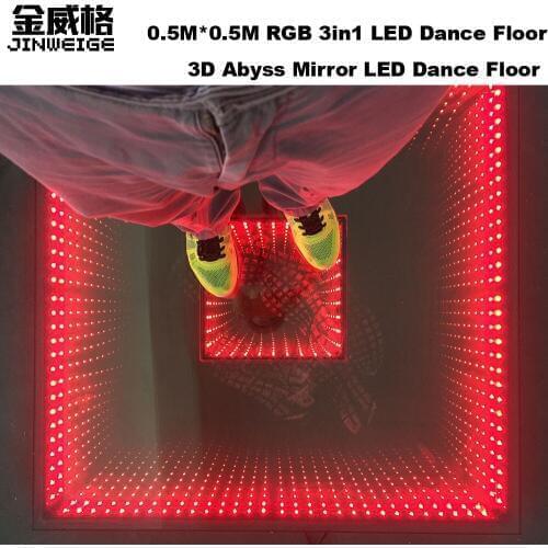 Free Shipping 10pcs/lot 0.5Mx0.5M RGB 3in1 3D Abyss TimeTunnel Nightclub Decoration RGB Mirror 3D Infinity Wedding Party Dance