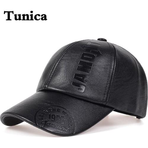 Fashion PU leather autumn winter baseball cap letters embossed European American fashion wild hats men outdoor warm caps dad hat