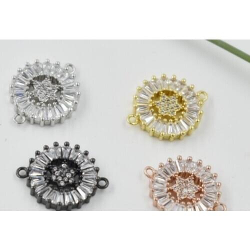 15mm star crystal micro pave cz zircon cubic zirconia beads copper bracelet making silver gold black plated findings hfg3s