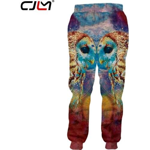 CJLM 2019 Unisex Hip Hop 3D Printed Service Oringial Colored Owl Custom Plus Size Sweatpantss Dropshipping