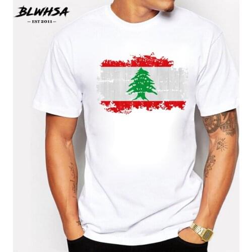 BLWHSA Lebanon T Shirt Man National Flag Nostalgic Style T-shirts 100% Cotton Meeting Fans Short Streetwear Fitness Lebanon Flag