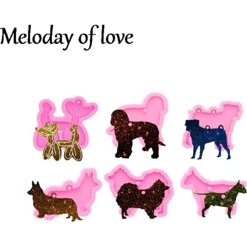 Glossy Dog Corgi Keychain Mold - Pug Silicone Resin Mould - DIY Handmade for Epoxy Making Chocolate Polymer Clay DY0606