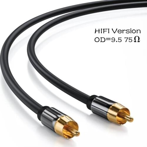 HIFI RCA to RCA Cable SPDIF Digital Coaxial Audio AV Cable RCA connector for TV DVD Soundbar Speaker Subwoofer Amplifi Phono