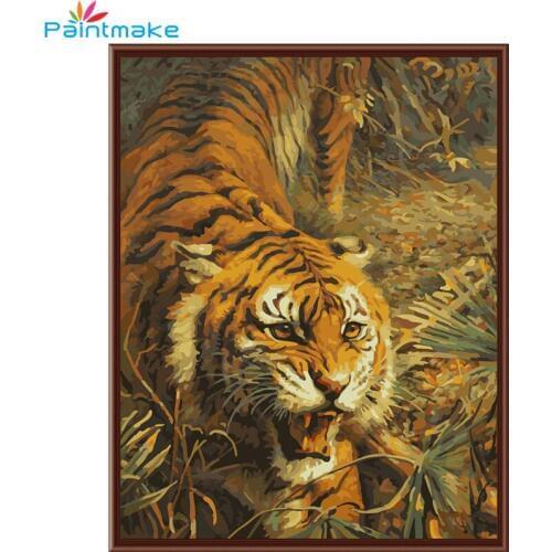 Paintmake Tiger DIY Paint By Numbers For Kids Adult Digital Oil Painting On Canvas Home Wall Art Decorative paintings
