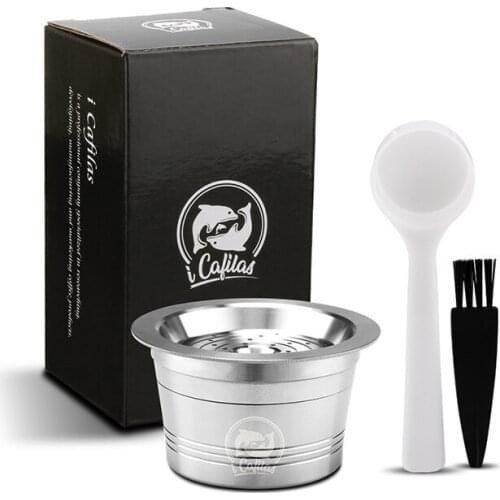 Coffee Capsule Portable Stainless Steel Reusable Coffee Capsule With Brush Spoon For TCHIBO Cafissimo