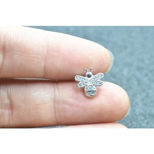 Lot30pcs Body Jewelry- CZ Gems BEE Ear Studs/Earring Stainless Steel Helix Bar Upper Earring Ear Piercing Diath Cartilage new