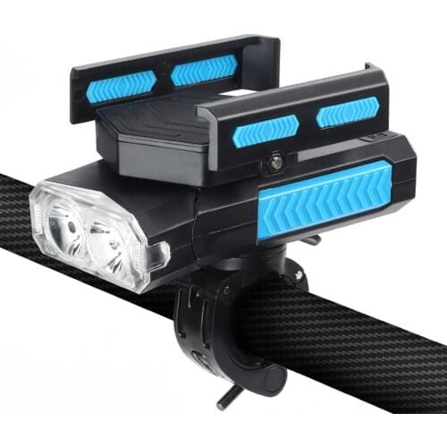 Multifunction 5 In 1 Bike Lamp With Adjustable Phone Holder Bike Bell 4000mAh Power Bank Capacity LED Headlight For Bicycle