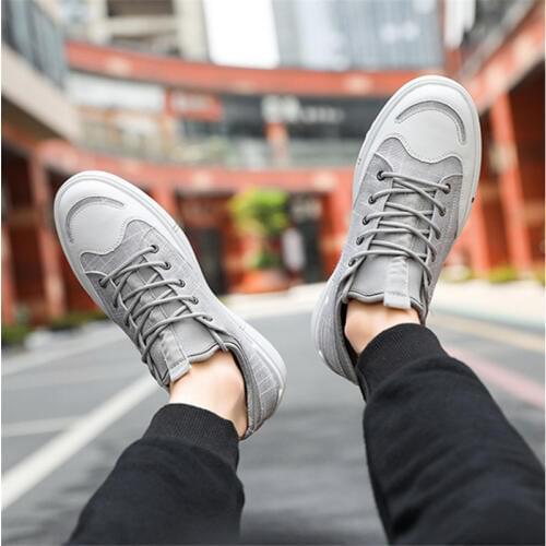 Mens canvas shoes fashion wear-resistant non-slip sneakers comfortable mens casual shoes lace-up shoes Zapatillas Hombre W1-25