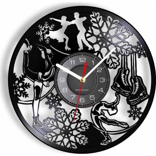 Figure Ice Skating Vinyl Record Wall Clock Skater Skating Winter Individual Sports Home Decor Rinker Gift Watch For Woman Men