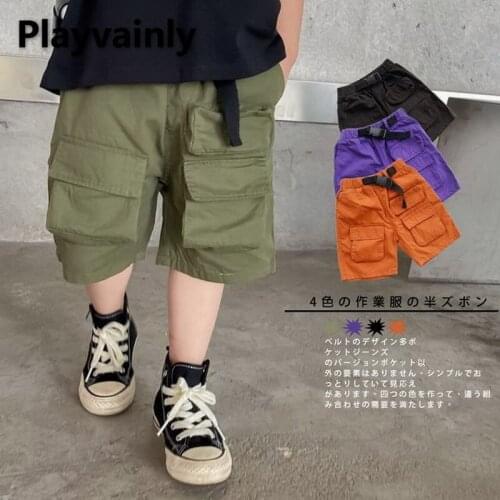 2021 New Summer Boys shorts Elastic Waist Loose Leisure tooling Middle pants Children Clothes 2-10Y E100132
