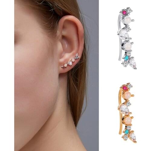 New Arrival Multicolor Opal Zircon Stud Earrings For Women Charm Shiny Zircon Crystal Earrings Fashion Jewelry Girl Brincos