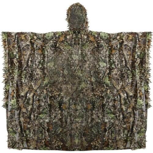 Hunting Camo 3D Leaf cloak Yowie Ghillie Breathable Open Poncho Type Camouflage Birdwatching Poncho Windbreaker Sniper Suit Gear