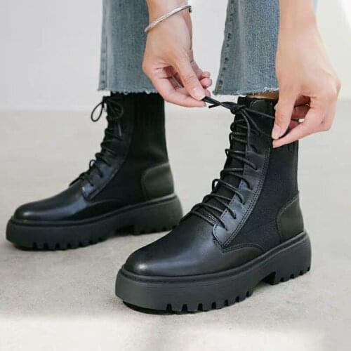 Autumn Boots Women Shoes Woman Boots Fashion Round PU Ankle Boots 2020 Winter Elastic Black Boots Comfortable Boots