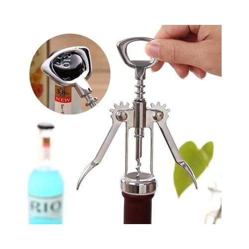 Stainless Steel Bottle Opener Waiter Metal Wine Corkscrew Bottle Handle Opener Corkscrews Essential Tools for Kitchen Dining Bar
