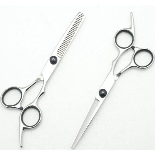 6.0 Inch 17.5cm Customized Logo Black Screw Professional Human Hair Scissors Hairdressing Cutting Shears Thinning Scissors C1001