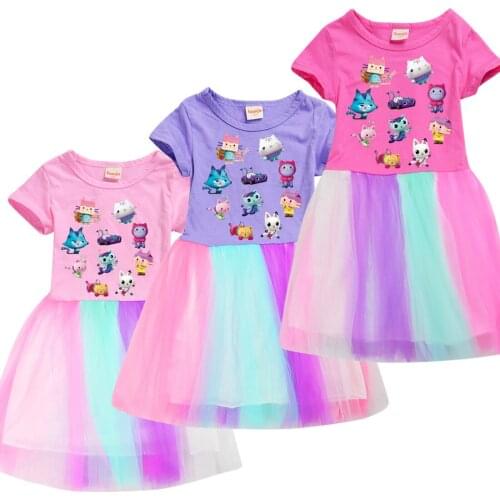 Gabbys Dollhouse Girls Dress Girl Happy Purim Birthday Party Dresses Summer Cotton Princess Clothing Halloween Costume for Kids