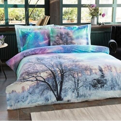 SERESSTORE Özdilek Christmas Special Double Bed Linen Set with 4 Pillowcases Northern Lights
