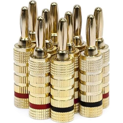 4mm Speaker Banana Plug Copper Gold Plated Musical Audio Cable Wire Connector for Speaker Line DIY Tool Home Use Red and Black