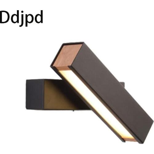 Modern LED wall lamp Nordic rotating INDOOR wooden wall lamp simple bedroom rotating wall lamp creative staircase aisle light