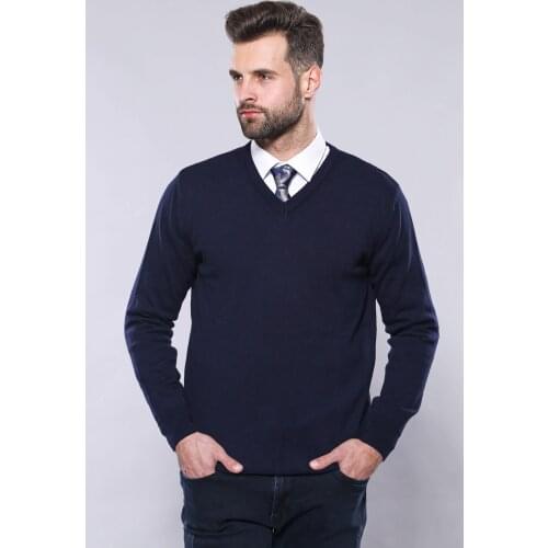 V Neck Dark Blue Knitwear Wessi