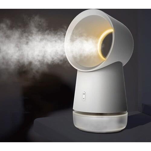 Air Multiplier Leafless Fan with Humidifier LED Night Light Cooling Moisturizing Bladeless Desktop Water Mist Fan Air Cooler