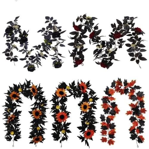 Maple Leaf Decoration Nordic Home Interior Wall Hanging Black Simulation Halloween Decoration