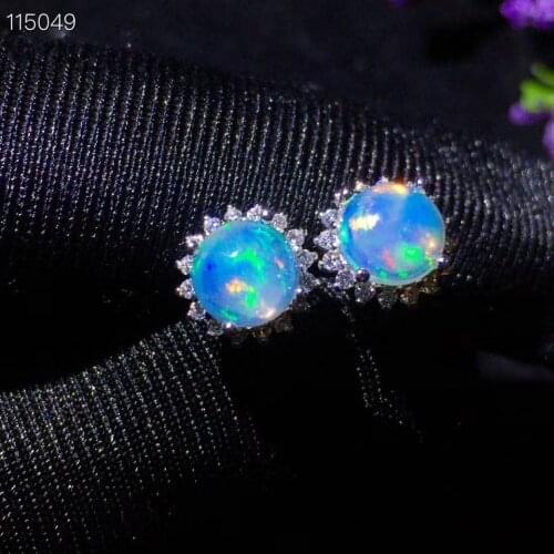 CoLife Jewelry Natural Opal Stud Earrings for Daily Wear 6mm Australia Opal Earrings 925 Silver Opal Jewelry Gifr for Woman