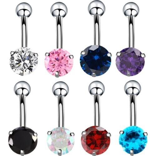 1PC Fashion CZ Zircon Belly Button Rings Surgical Steel Body Piercing Jewelry Sexy Navel Piercing for Women Earrings Accessories
