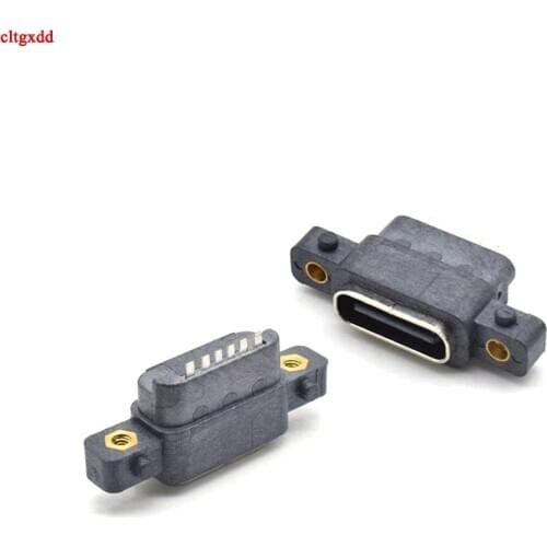 1Pcs USB 3.1 Type-C 6Pin Female SMD DIP Connector With Screw Hole For DIY PCB Design High Current Fast Charging