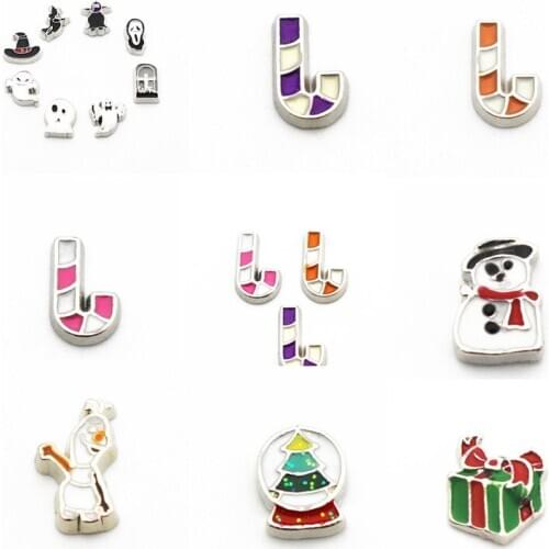 10pcs/lot Mix Metal All Saints Day All Hallows Day Hallowmas Christmas Floating Charms Glass floating memory locket charms