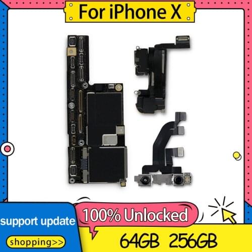 Full Unlocked For iPhone X Motherboard With Face ID /Without Face ID For iPhone X Logic Board With Chips MB Support Update