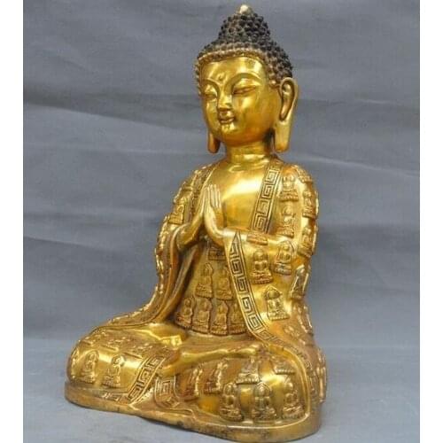 16"Old Tibetan Buddhism Bronze Gilt Tathagata Shakyamuni Sakyamuni Buddha statue