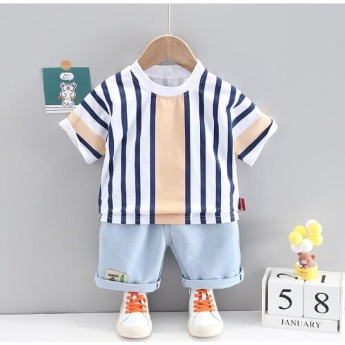 Fashion Summer Baby Custome Boy Clothes Kids Toddler Children Girls Clothing Striped T-Shirt + Shorts 2pc/Sets Kids Tracksuit
