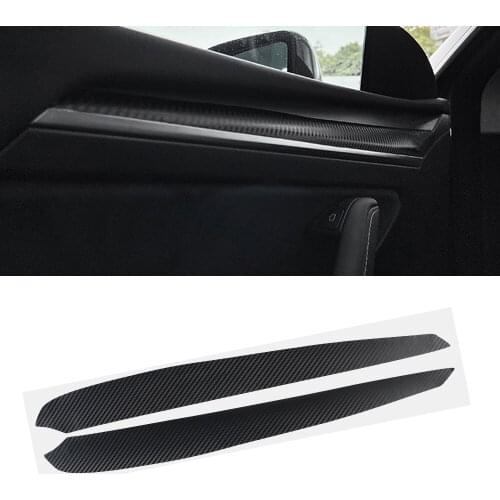 2pcs Car Door trim Sticker For Tesla Model Y Carbon Fiber Edge Corner Guard Anti-collision Scratch Auto Protection Film