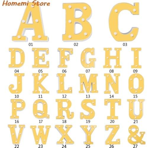 26 English Golden Letter Modeling Lights LED Decorative Lights Wedding Holiday Birthday Party Decoration Lighting