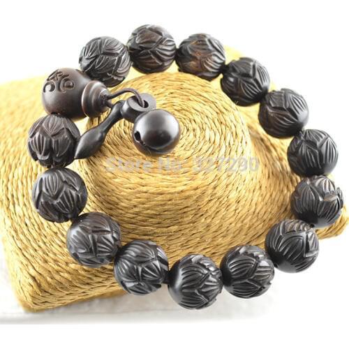 5pcs High Quality Ancient Wooden Louts Carved Bracelets High Fashion Tibetan Prayer Mala Stretch Bracelet For Men Gift