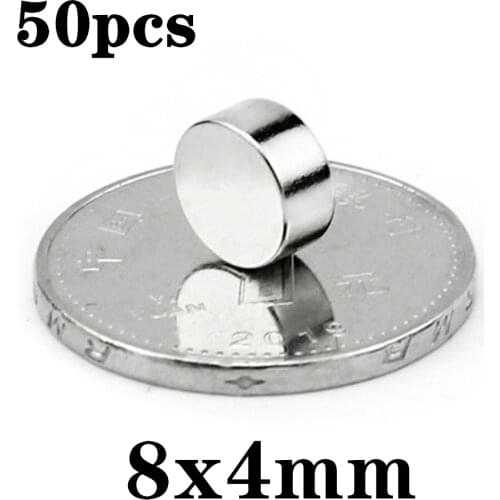 50pcs Neodymium N35 Dia 8mm X 4mm Strong Magnets Tiny Disc NdFeB Rare Earth For Crafts Models Fridge Sticking magnet 8x4mm