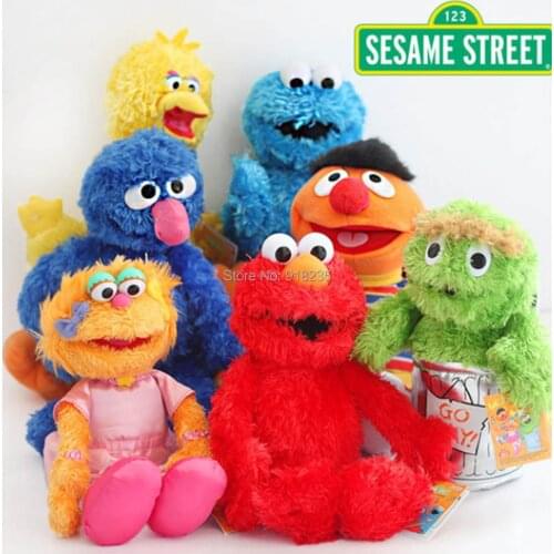 7 Styles Plush Doll Sesame Street Elmo Cookie Grover Bert Oscar Zoe & Emie Big Bird 26-34CM Toys Retail